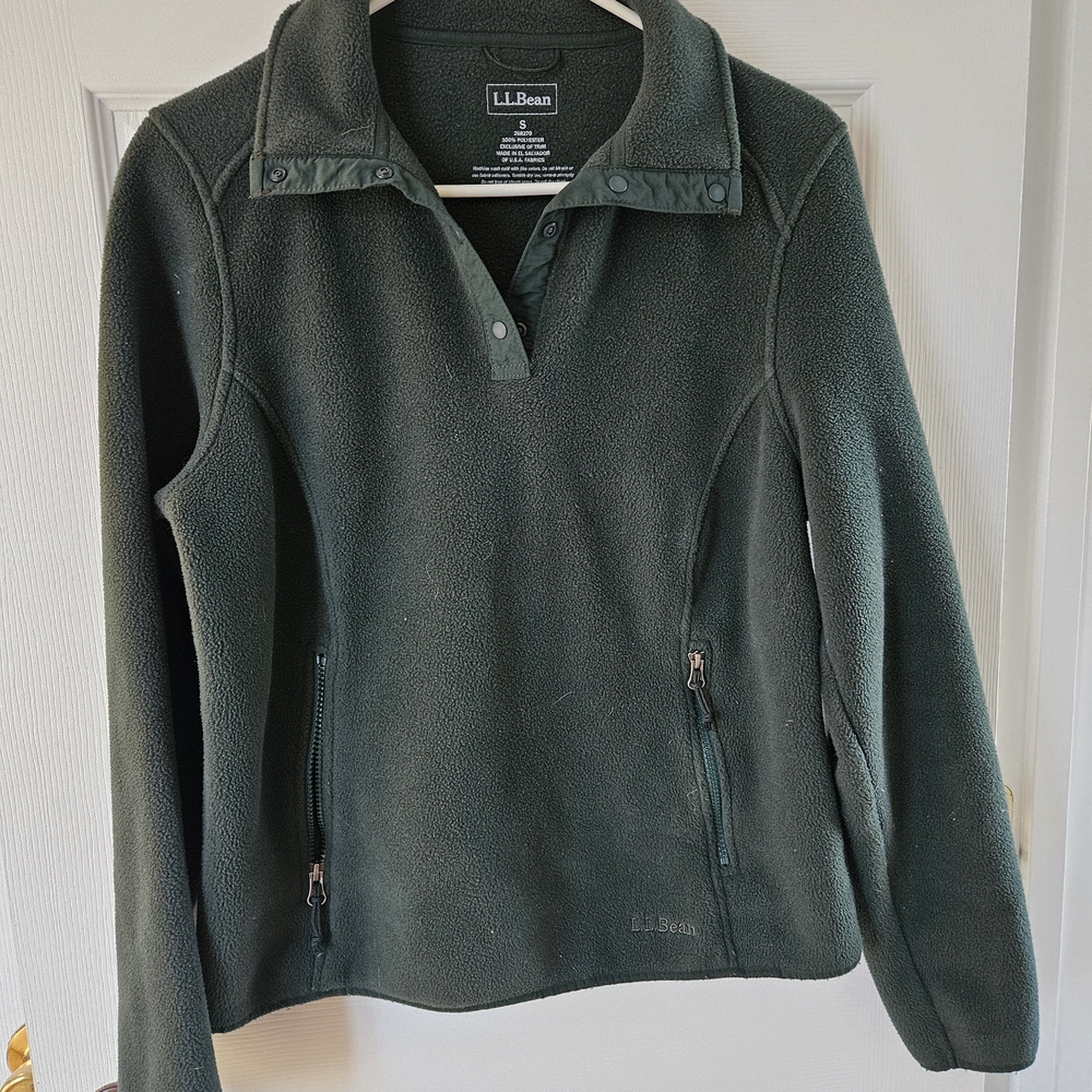 L.L. Bean Green Fleece Pullover Size Small